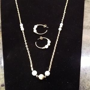 Necklace and hoop earrings